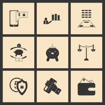 Flat in black and white concept economic icon Stock Illustration