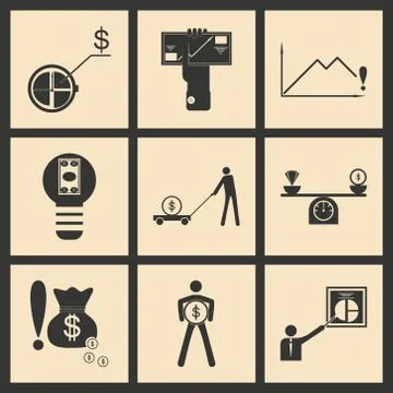 Flat in black and white concept economic icon Stock Illustration