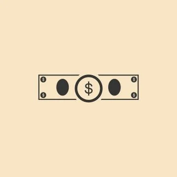 Flat in black and white dollar bill Stock Illustration