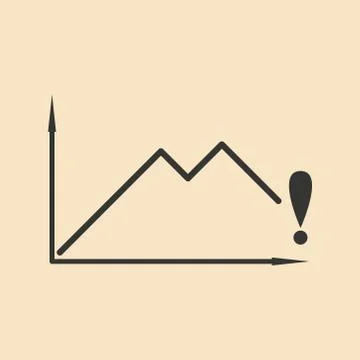 Flat in black and white falling graph Illustration