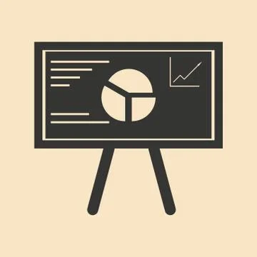Flat in black and white graph on blackboard Stock Illustration