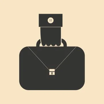 Flat in black and white hand holding case Stock Illustration