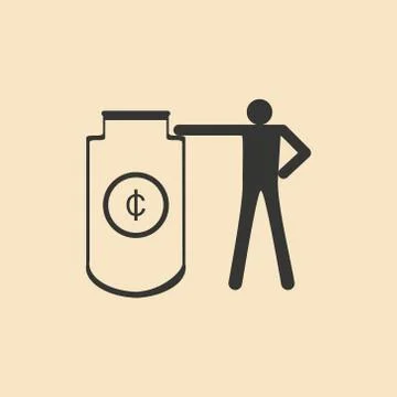 Flat in black and white man and cash safe Stock Illustration