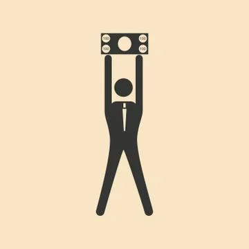 Flat in black and white man holding dollar Stock Illustration