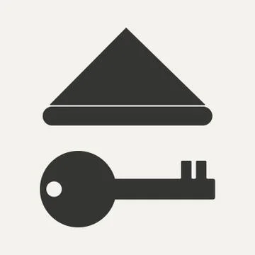 Flat in black and white mobile application roof key Stock Illustration