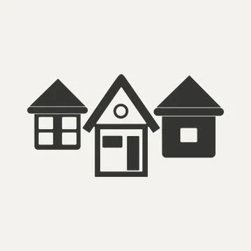 Flat in black and white mobile application houses Stock Illustration