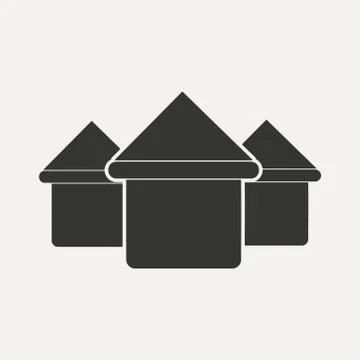 Flat in black and white mobile application houses Stock Illustration