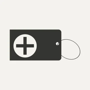 Flat in black and white mobile application first aid box Stock Illustration