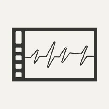 Flat in black and white mobile application cardiogram Stock Illustration