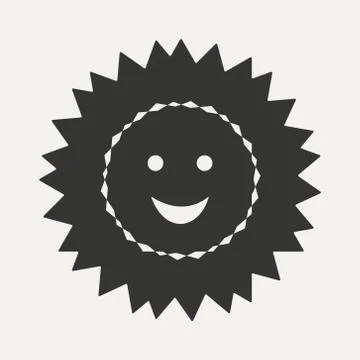 Flat in black and white mobile application sun smile Stock Illustration