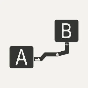 Flat in black and white mobile application distance Stock Illustration