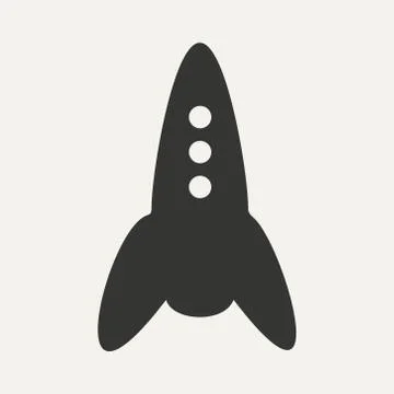 Flat in black and white mobile application rocket Stock Illustration