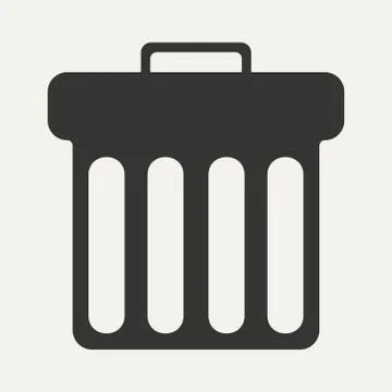 Flat in black and white mobile application waste basket Stock Illustration