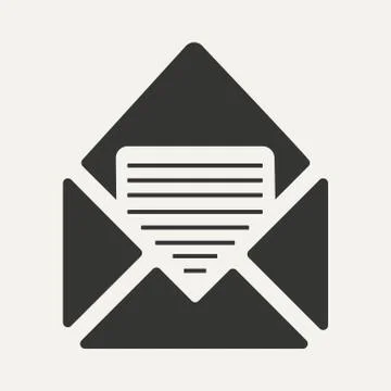 Flat in black and white mobile application envelope Stock Illustration