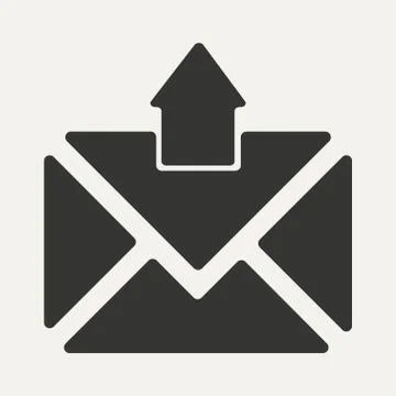 Flat in black and white mobile application envelope Stock Illustration
