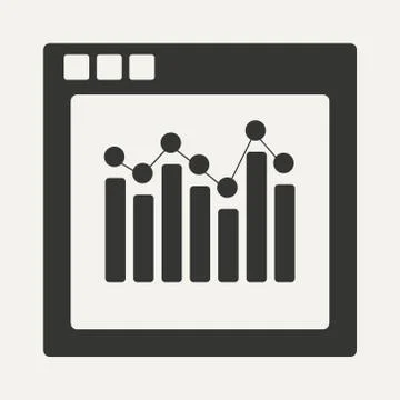 Flat in black and white mobile application statistics Stock Illustration