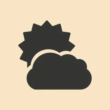 Flat in black and white mobile application sun cloud Stock Illustration