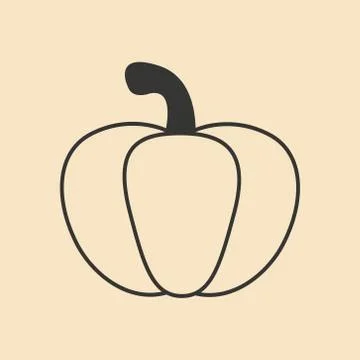 Flat in black and white mobile application pumpkin Stock Illustration