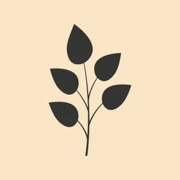 Flat in black and white mobile application branch leaves Stock Illustration