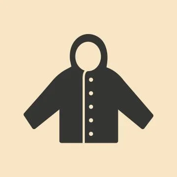 Flat in black and white mobile application raincoat Stock Illustration