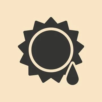 Flat in black and white mobile application sun drop Stock Illustration