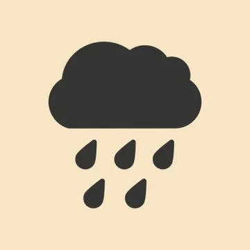 Flat in black and white mobile application rain cloud Stock Illustration