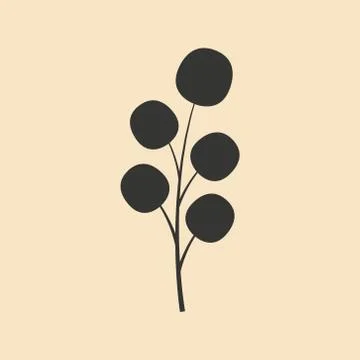 Flat in black and white mobile application branch leaves Stock Illustration
