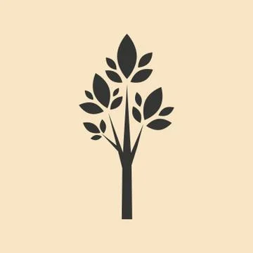 Flat in black and white mobile application tree silhouette Stock Illustration
