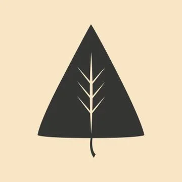 Flat in black and white mobile application leaf icon Stock Illustration