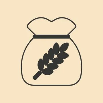 Flat in black and white mobile application bag wheat Stock Illustration