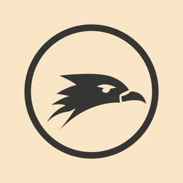 Flat in black and white mobile application eagle head Stock Illustration