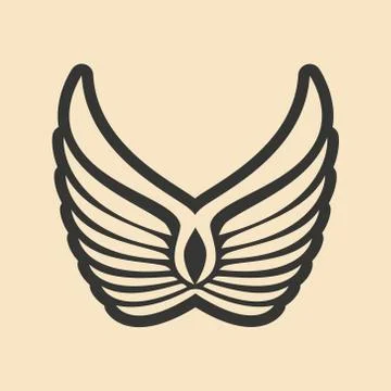 Flat in black and white mobile application eagle wings Stock Illustration