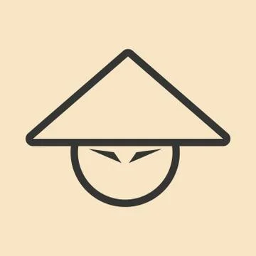 Flat in black and white mobile application Japanese boy Stock Illustration