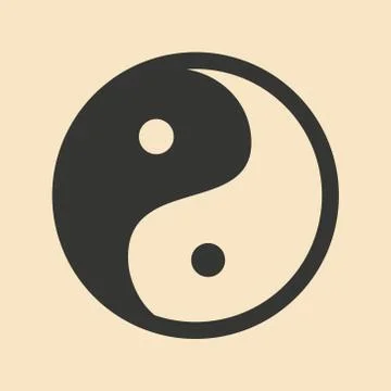 Flat in black and white mobile application yin Yang Stock Illustration