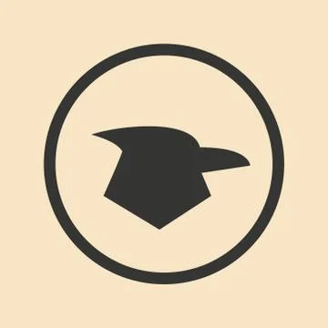 Flat in black and white mobile application eagle logo Stock Illustration