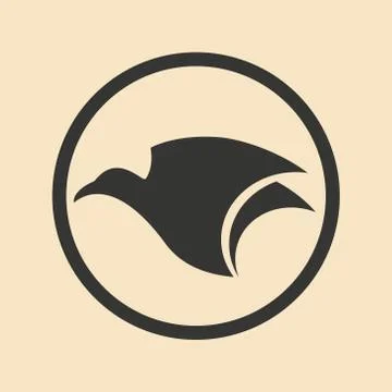 Flat in black and white mobile application eagle logo Stock Illustration