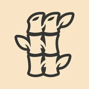 Flat in black and white mobile application bamboo Stock Illustration
