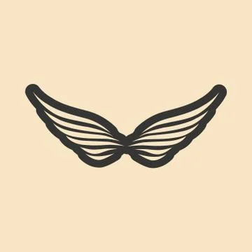 Flat in black and white mobile application wings eagle Stock Illustration