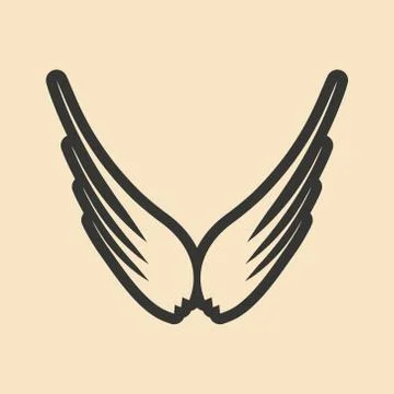 Flat in black and white mobile application eagle wings Stock Illustration