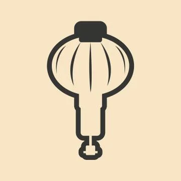 Flat in black and white mobile application Japanese lanterns Stock Illustration