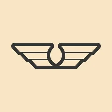 Flat in black and white mobile application eagle wings Stock Illustration