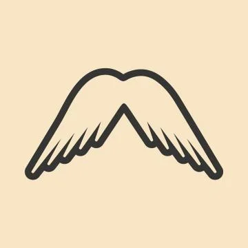 Flat in black and white mobile application eagle wings Stock Illustration