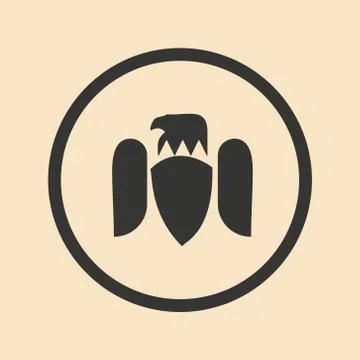 Flat in black and white mobile application eagle logo Stock Illustration
