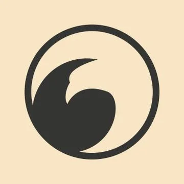 Flat in black and white mobile application eagle logo Stock Illustration