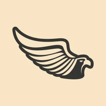 Flat in black and white mobile application eagle logo Stock Illustration