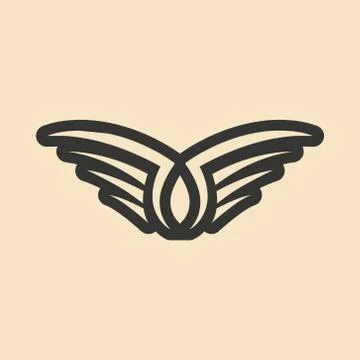 Flat in black and white mobile application eagle wings Stock Illustration