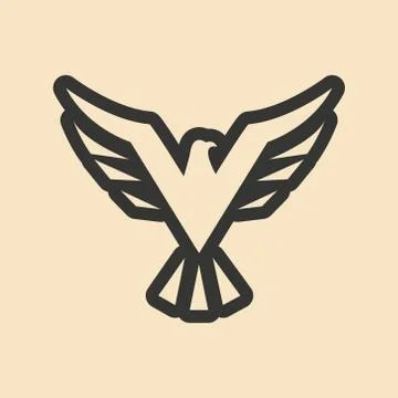 Flat in black and white mobile application eagle logo Stock Illustration