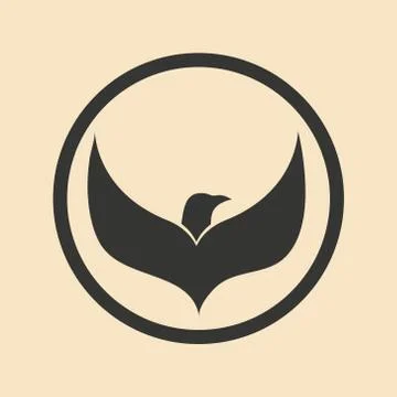 Flat in black and white mobile application eagle logo Stock Illustration