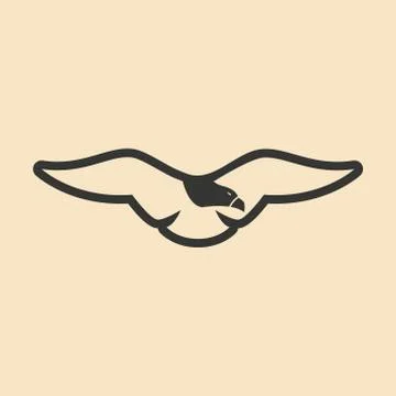 Flat in black and white mobile application Eagle flight Stock Illustration