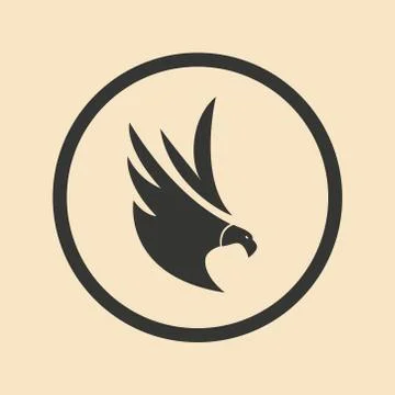 Flat in black and white mobile application eagle logo Stock Illustration